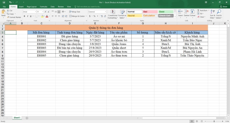 File Excel theo dõi thông tin bán hàng 