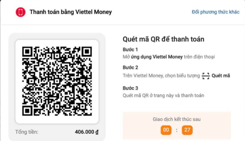 Tạo mã QR thanh toán qua Viettel Money
